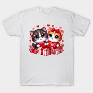 Valentines day kawaii kittens in love T-Shirt